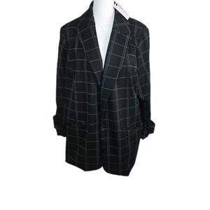 Women's Nine West Open Front Double Breast Checkered Blazer NWT'S Plus Size‎ OX